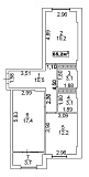 Планировка 2-к квартира площей 65.2м2, AB-02-03/00011.