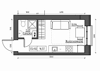 Planning Smart flats area 16.57m2, KS-011-04/0005.