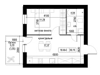 Planning 1-rm flats area 35.15m2, LR-004-02/0003.