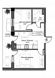 Планування 2-к квартира площею 39.51м2, UM-007-09/0001.