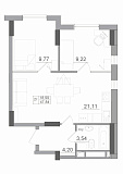 Планування 2-к квартира площею 47.84м2, AB-22-01/00011.