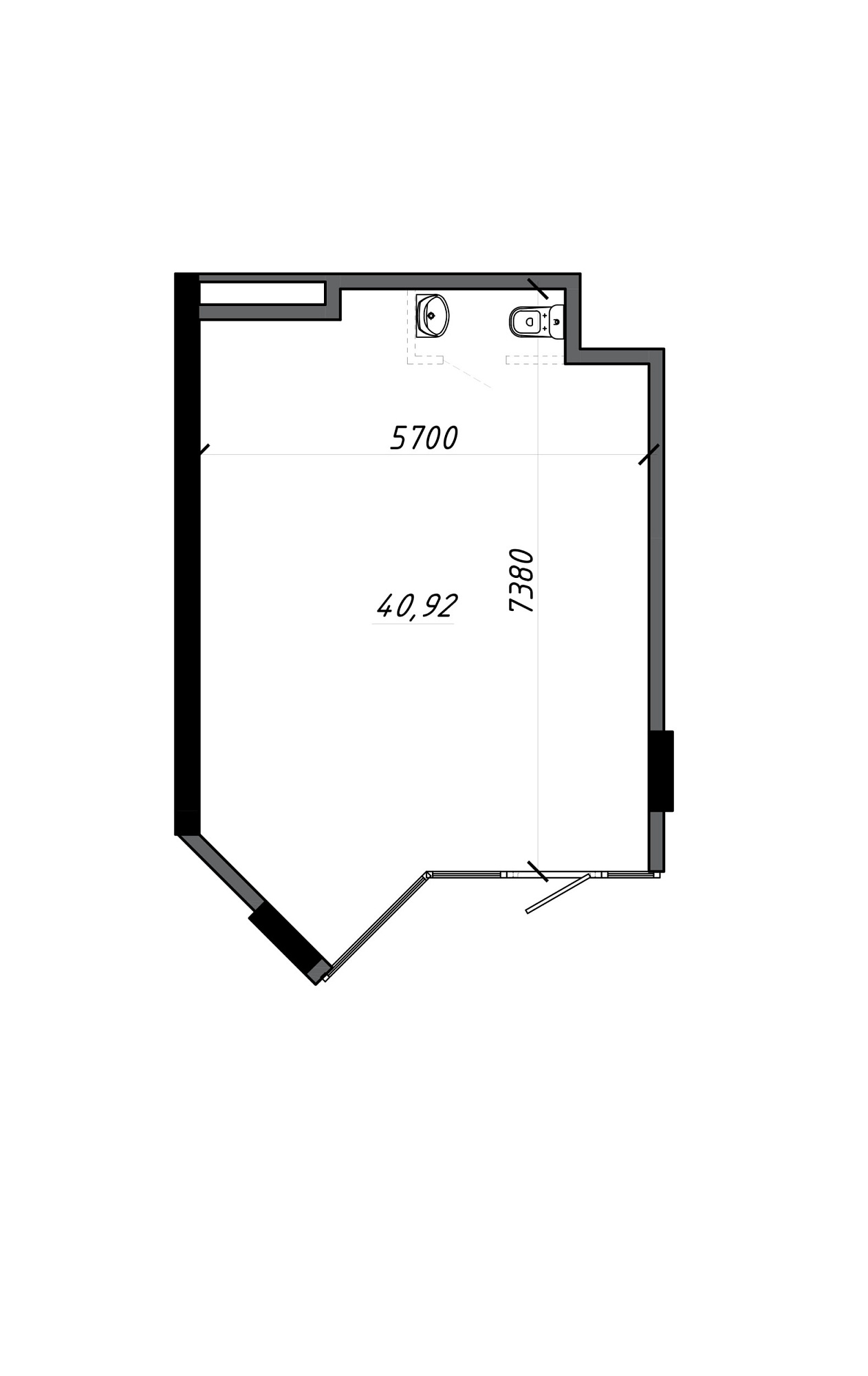Planning Commercial premises area 43.86m2, AB-21-м1/Т0003.