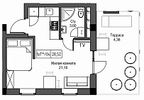 Планировка Smart-квартира площей 26.04м2, UM-002-05/0045.