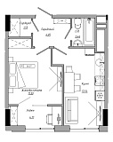 Планування 1-к квартира площею 36.37м2, AB-21-14/00120.