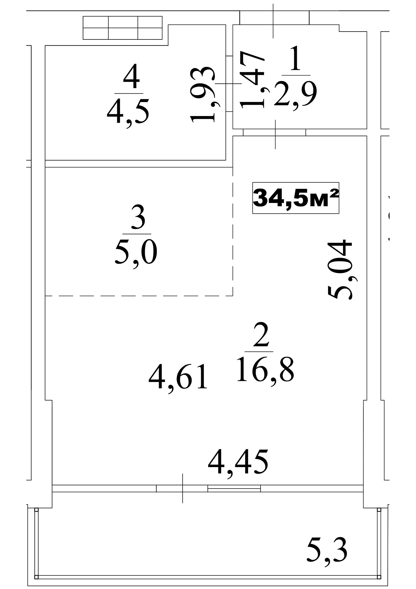 Planning Smart flats area 34.5m2, AB-10-03/0019б.