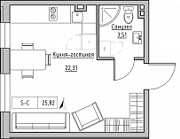 Планування Smart-квартира площею 25.82м2, KS-024-01/0009.