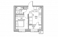 Планировка 1-к квартира площей 28.29м2, KS-013-03/0013.