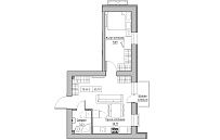 Планировка 1-к квартира площей 35.7м2, KS-018-04/0009.