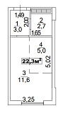 Планировка Smart-квартира площей 22.3м2, AB-02-05/00003.