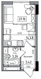Planning Smart flats area 21.16m2, AB-06-03/00005.