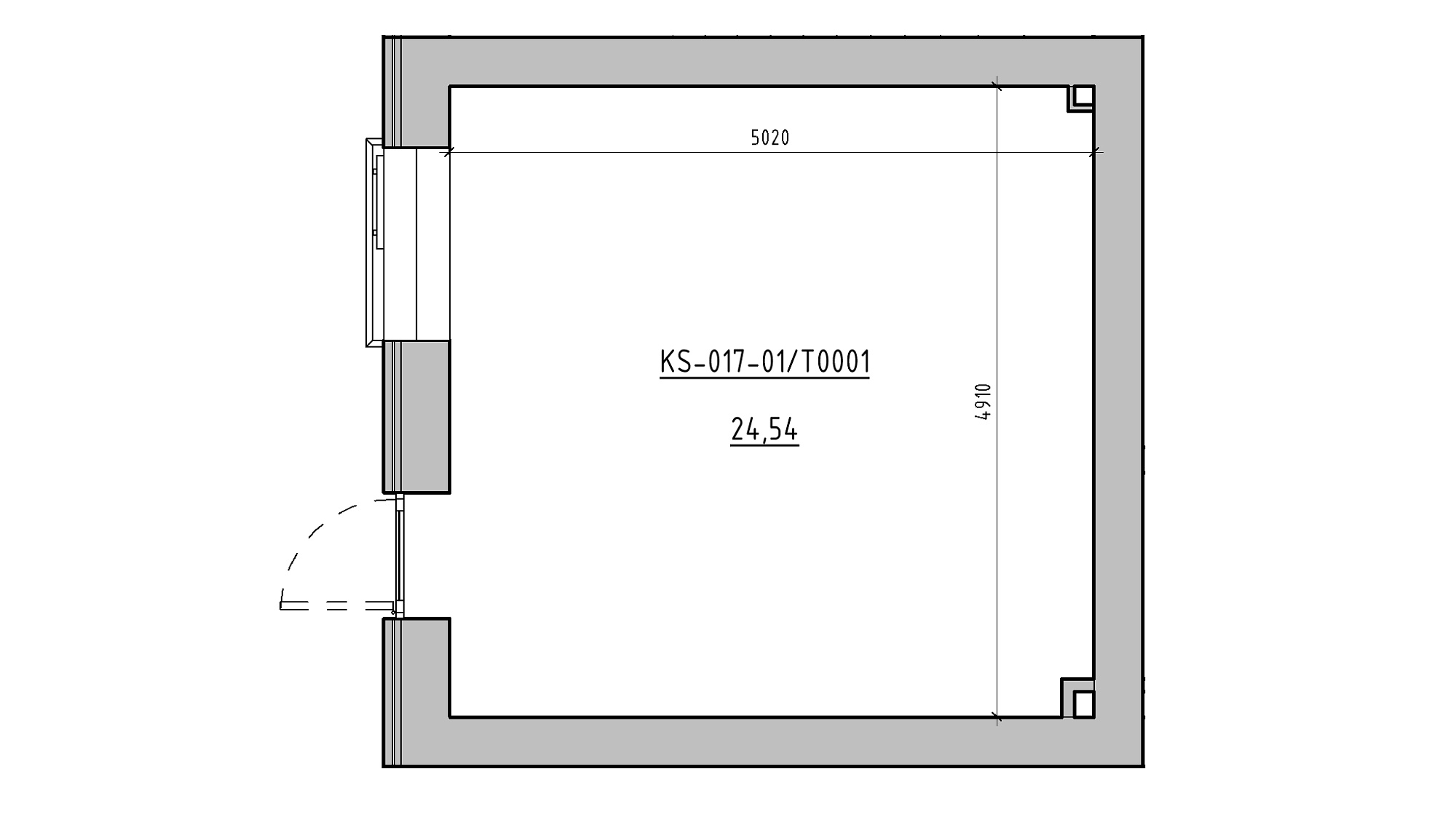 Planning Commercial premises area 24.54m2, KS-017-01/Т001.