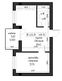 Планування 1-к квартира площею 40.74м2, LR-002-05/0007.