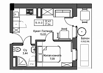 Planning 1-rm flats area 27.64m2, UM-001-04/0001.