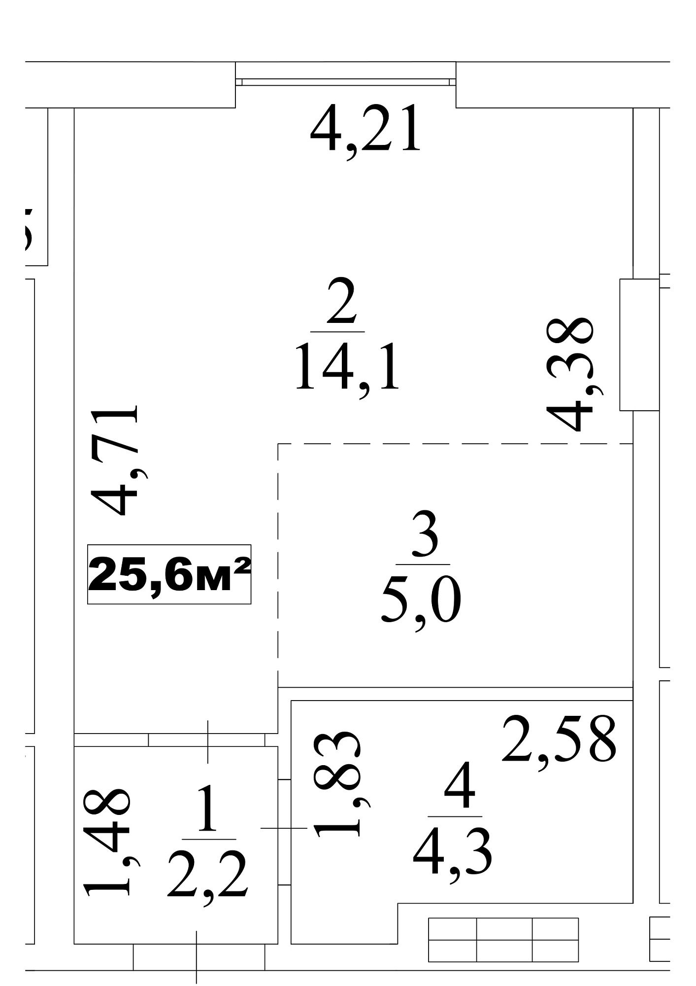 Планування Smart-квартира площею 25.6м2, AB-10-04/0030в.
