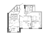 Планування 2-к квартира площею 50.33м2, AB-20-09/00002.