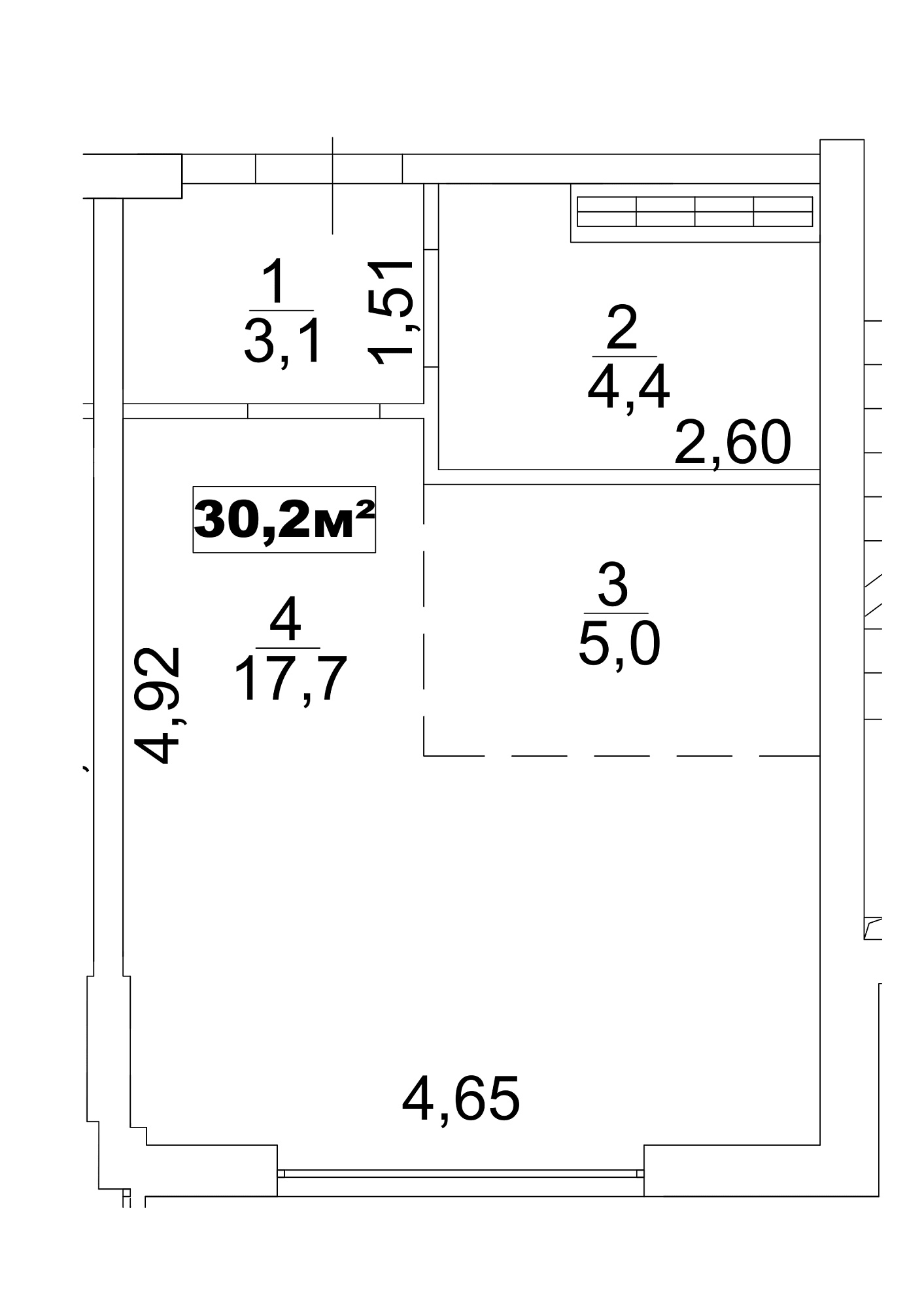 Planning Smart flats area 30.2m2, AB-13-06/0043а.