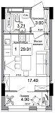 Planning Smart flats area 29.01m2, AB-04-07/00002.