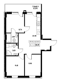 Планування 3-к квартира площею 58.2м2, 8866a326-0673-11ec-baa5-00155d42e31d.