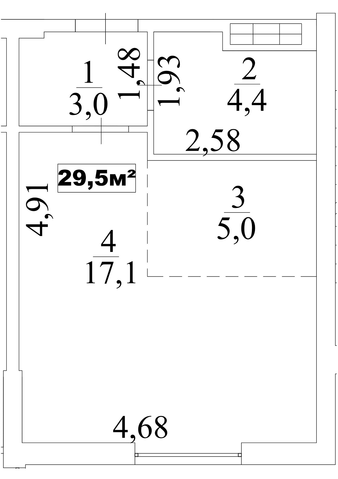 Планування Smart-квартира площею 29.5м2, AB-10-03/0019а.