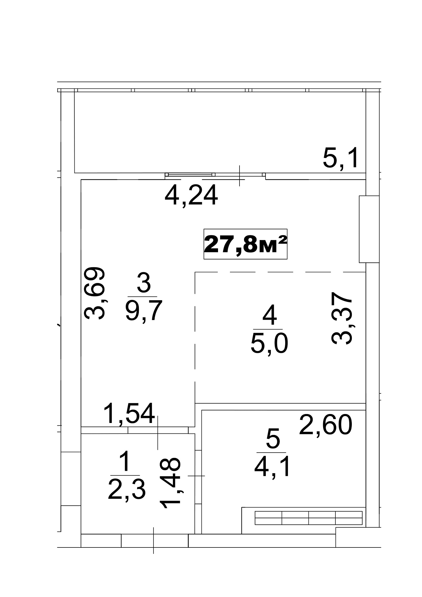 Планування Smart-квартира площею 27.8м2, AB-13-03/0018в.