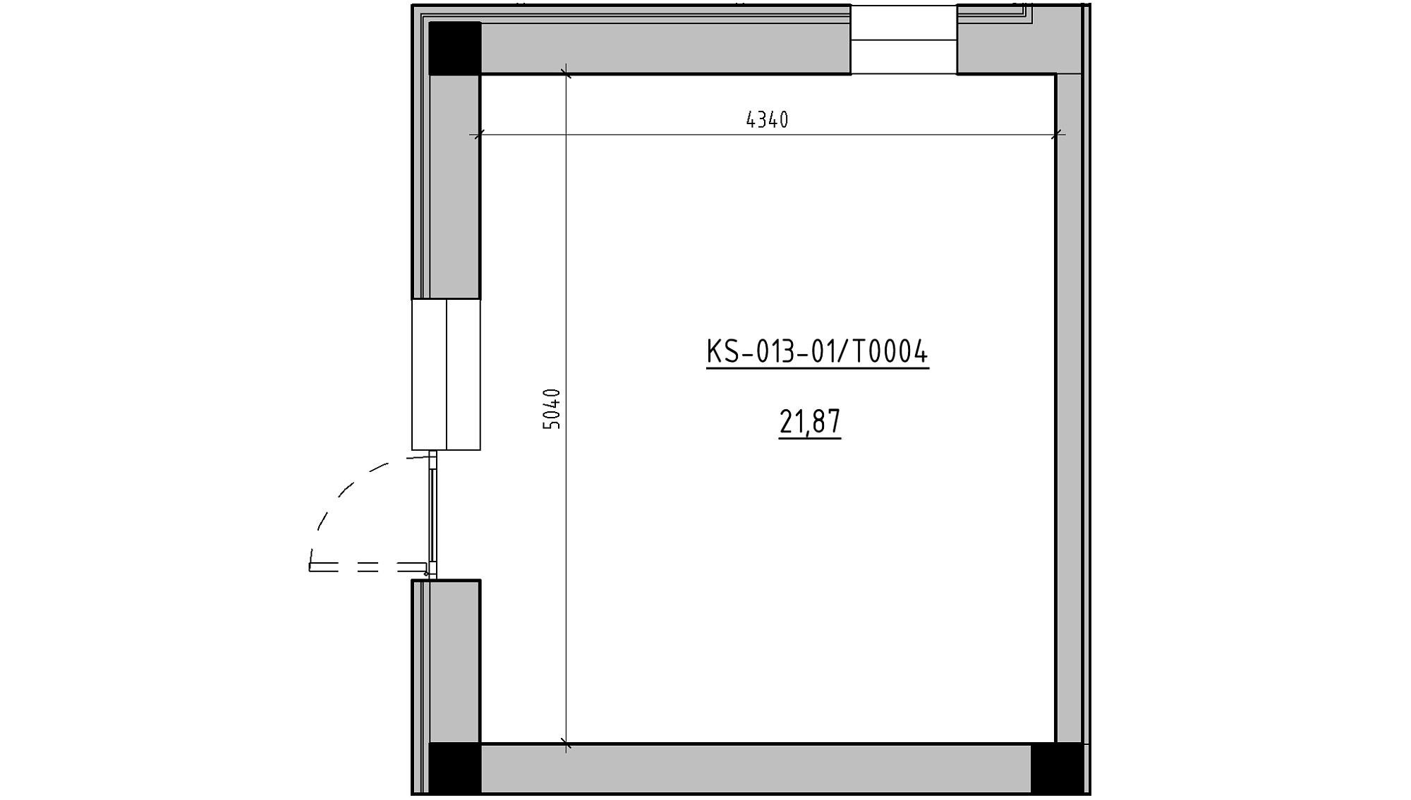 Planning Commercial premises area 21.84m2, KS-013-01/Т004.