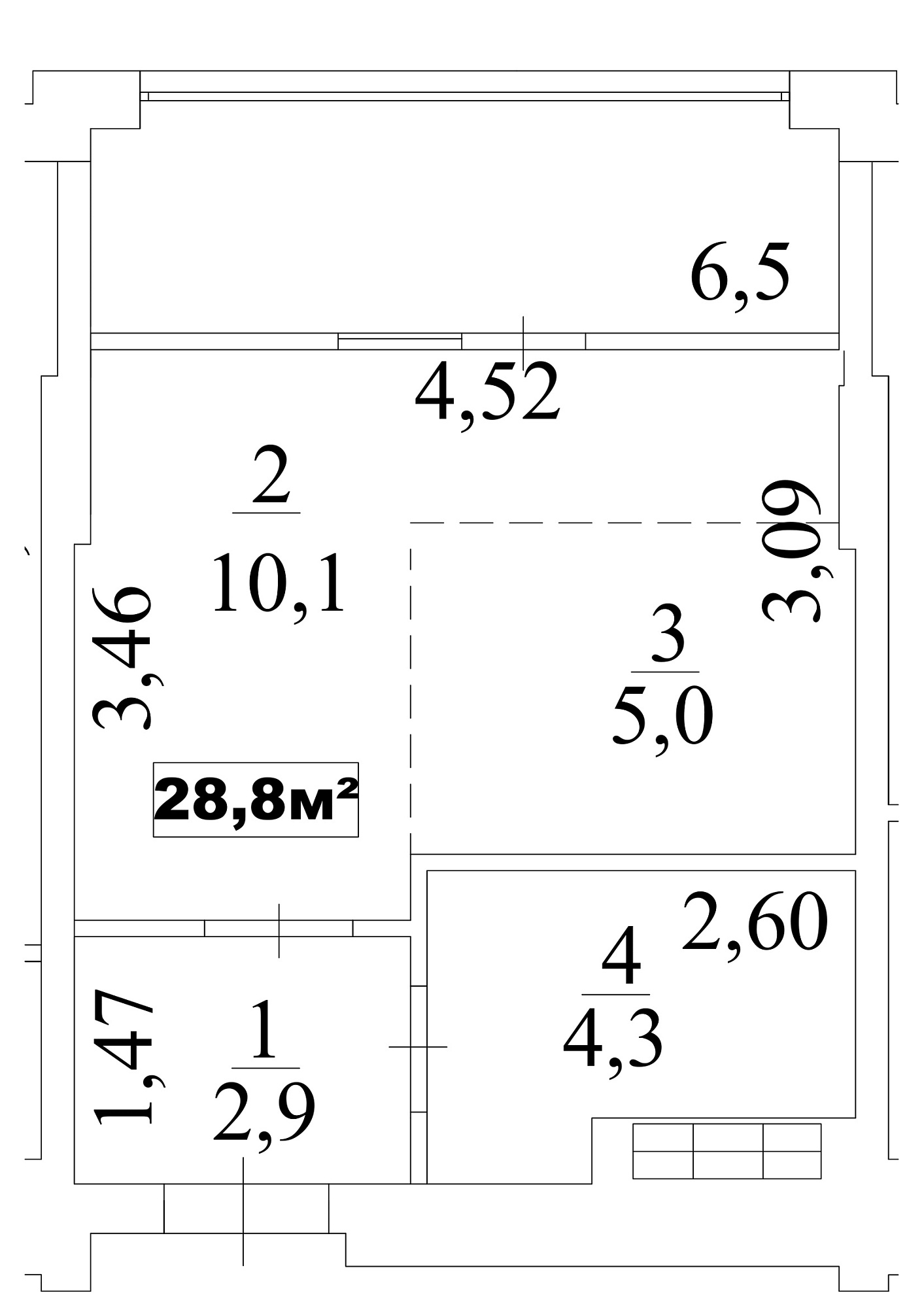 Планування Smart-квартира площею 28.8м2, AB-10-09/00077.