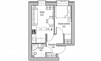 Планировка 1-к квартира площей 30.96м2, KS-023-01/0015.