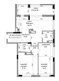 Планировка 2-к квартира площей 95.29м2, LR-002-09/0053.