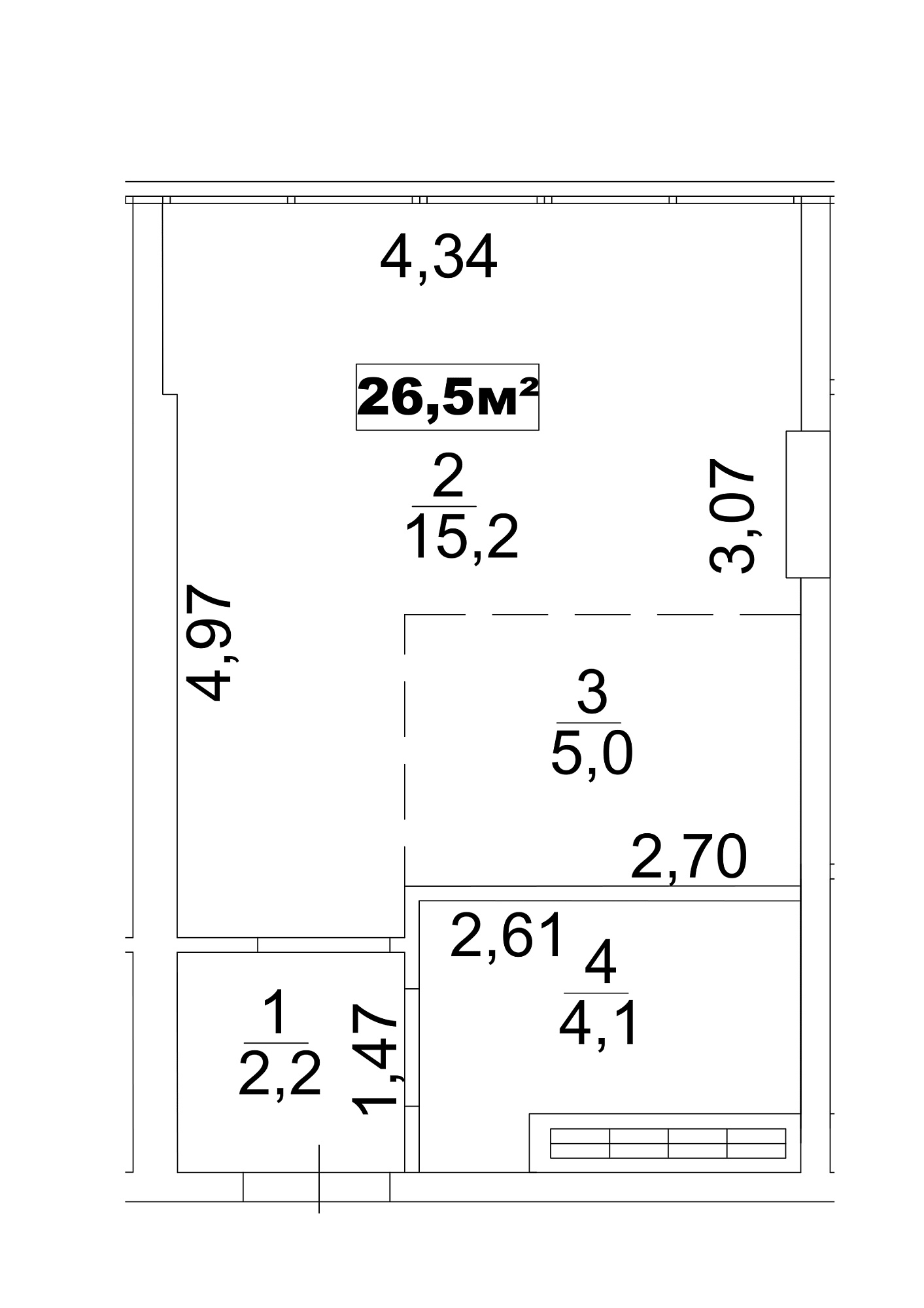 Планування Smart-квартира площею 26.5м2, AB-13-05/0036в.