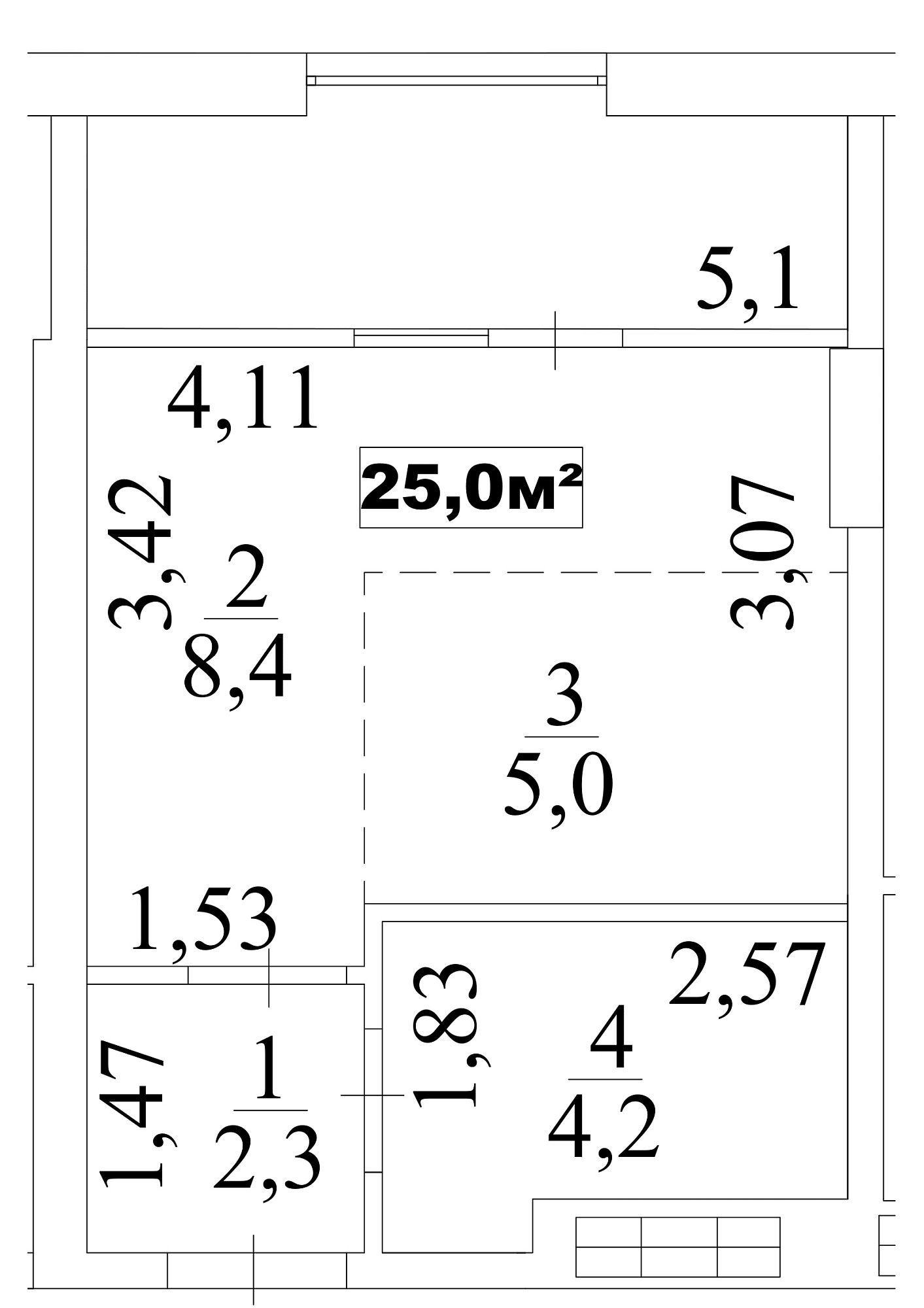 Планування Smart-квартира площею 25м2, AB-10-05/0039в.