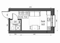 Планування Smart-квартира площею 17.02м2, KS-012-04/0014.