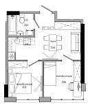 Планування 2-к квартира площею 35.91м2, AB-21-12/00019.