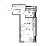 Планування Smart-квартира площею 19.9м2, AB-17-09/00011.