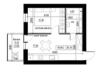 Planning 1-rm flats area 35.15m2, LR-004-08/0002.