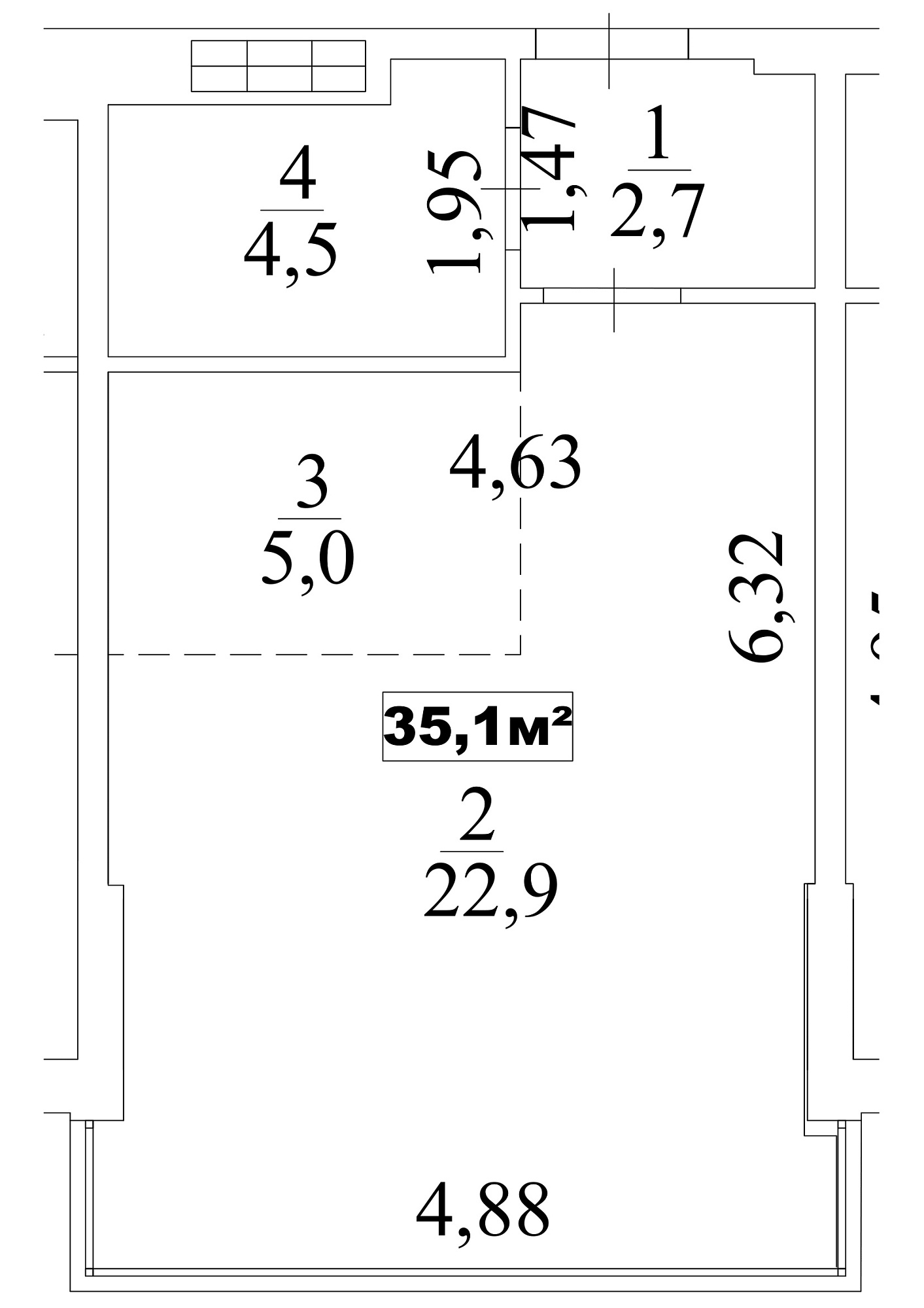 Planning Smart flats area 35.1m2, AB-10-08/0064б.