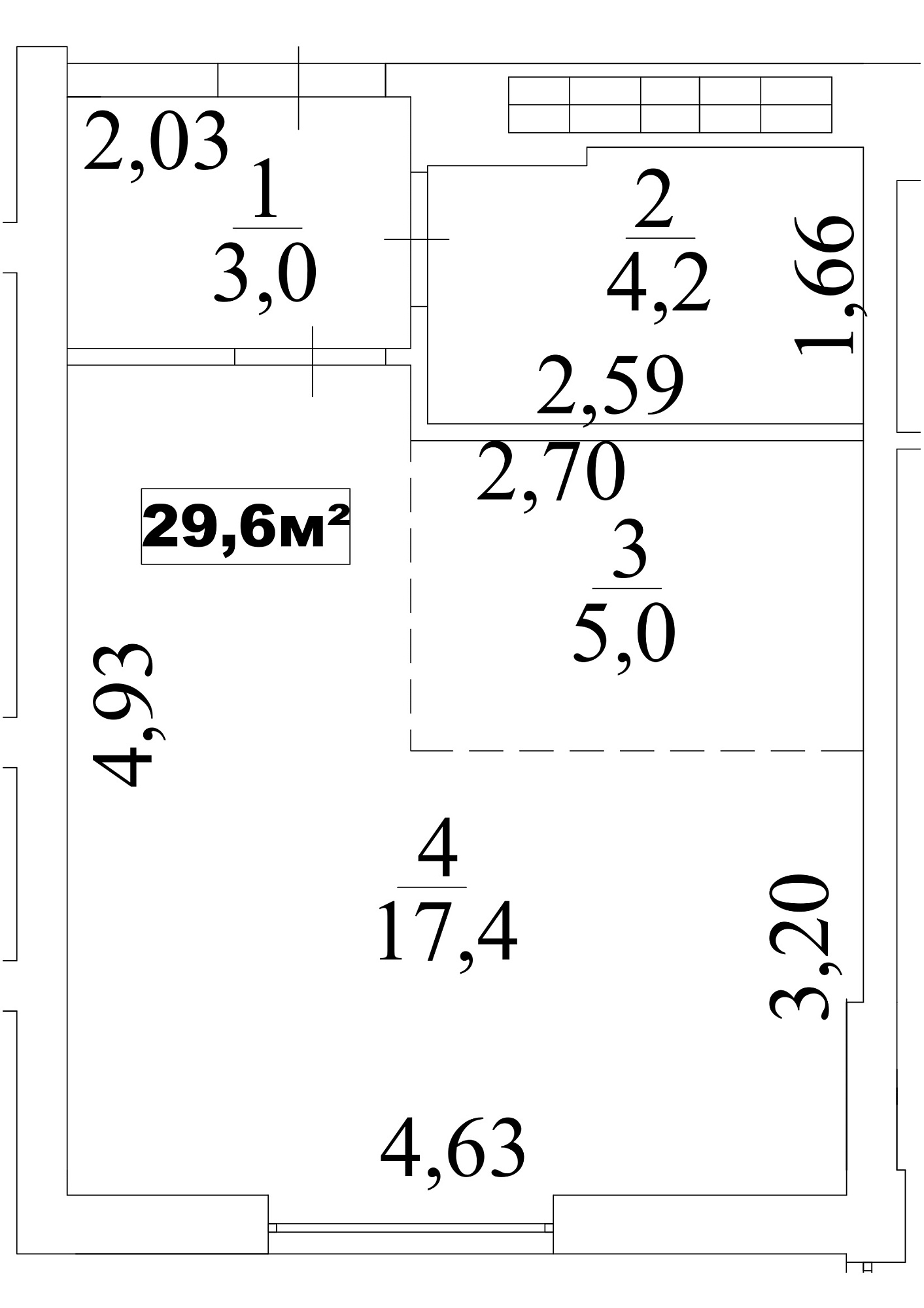 Планування Smart-квартира площею 29.6м2, AB-10-05/00045.