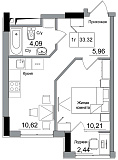 Планування 1-к квартира площею 33.32м2, AB-16-01/00004.