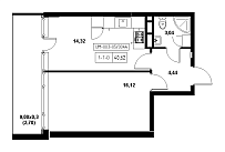 Planning 1-rm flats area 40.62m2, 21c65efe-1f56-11eb-ba9c-00155d42e31d.
