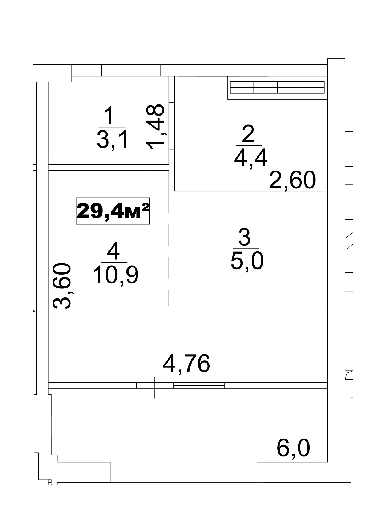 Планування Smart-квартира площею 29.4м2, AB-13-09/0070а.