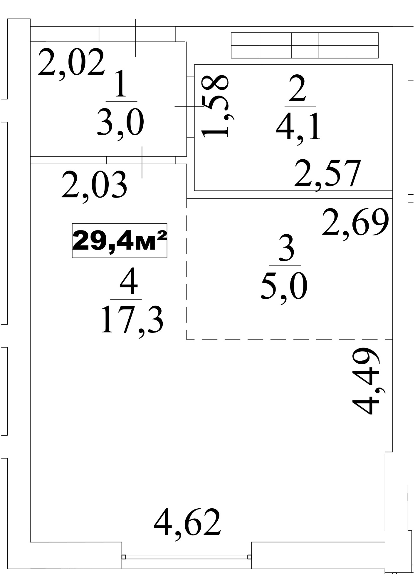 Planning Smart flats area 29.4m2, AB-10-03/00027.