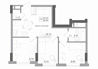 Планування 3-к квартира площею 49.04м2, AB-22-12/00007.