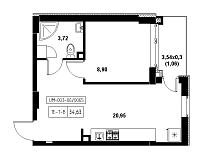 Планування 1-к квартира площею 34.63м2, 21c65f13-1f56-11eb-ba9c-00155d42e31d.