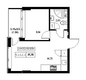 Планування 1-к квартира площею 27.78м2, 9a56b92d-f413-11ea-ba9c-00155d42e31d.