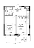 Планировка 1-к квартира площей 39.81м2, LR-002-04/0023.