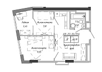 Планировка 2-к квартира площей 45.99м2, AB-20-06/0001а.