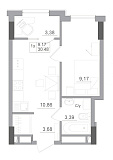 Планування 1-к квартира площею 30.48м2, AB-22-04/00013.