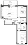 Планировка 2-к квартира площей 69.97м2, LR-003-01/0001.