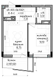 Планировка 1-к квартира площей 41.6м2, LR-003-06/0021.