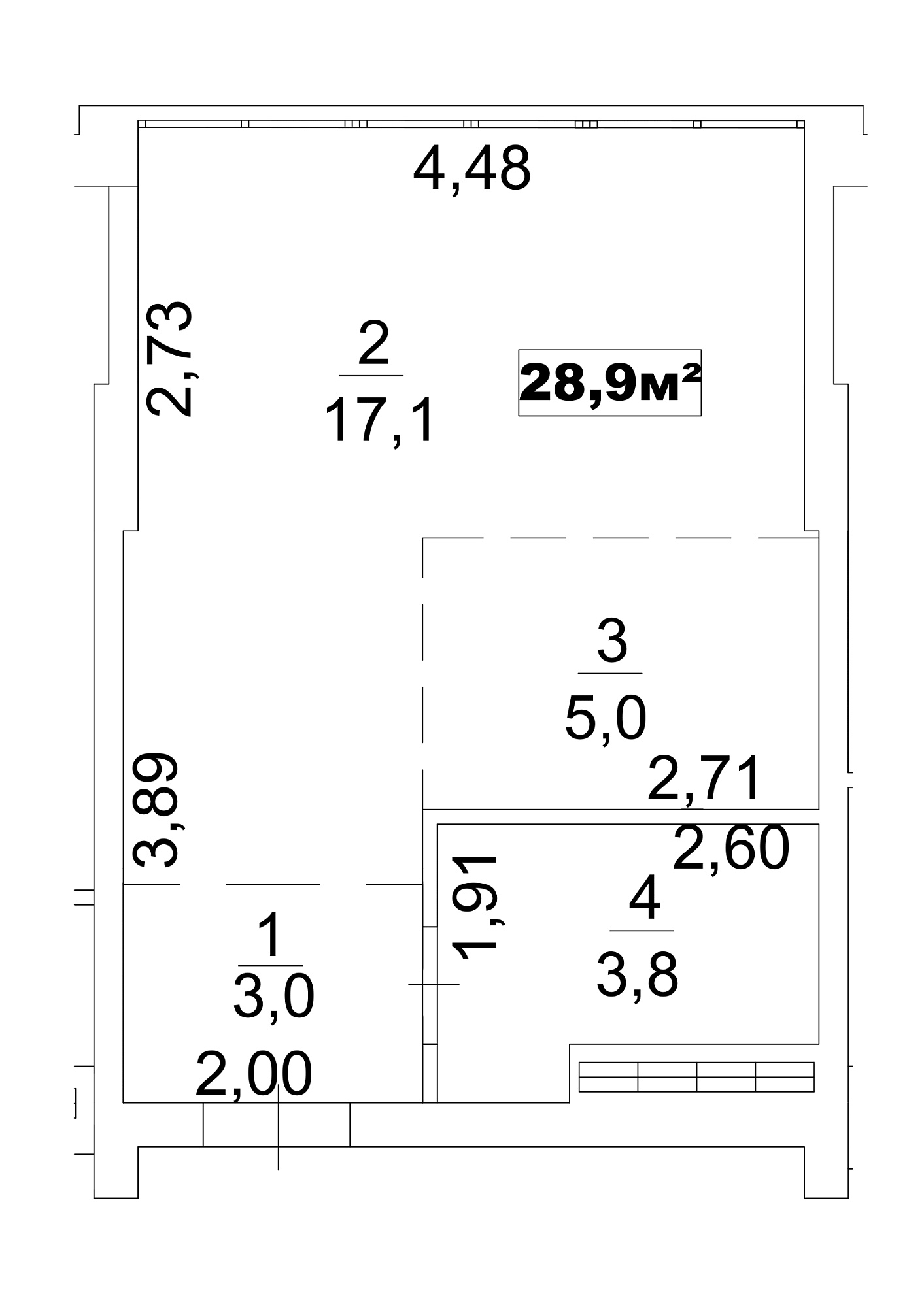 Планування Smart-квартира площею 28.9м2, AB-13-03/00020.