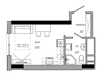 Планування Smart-квартира площею 22.11м2, AB-21-09/00005.